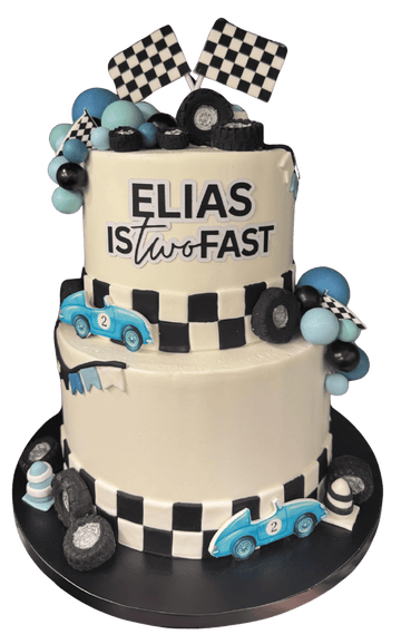 Cake Creations by Kate™ SpecialityCakes 2-Tier Racing Car Extended Height Speciality Cake